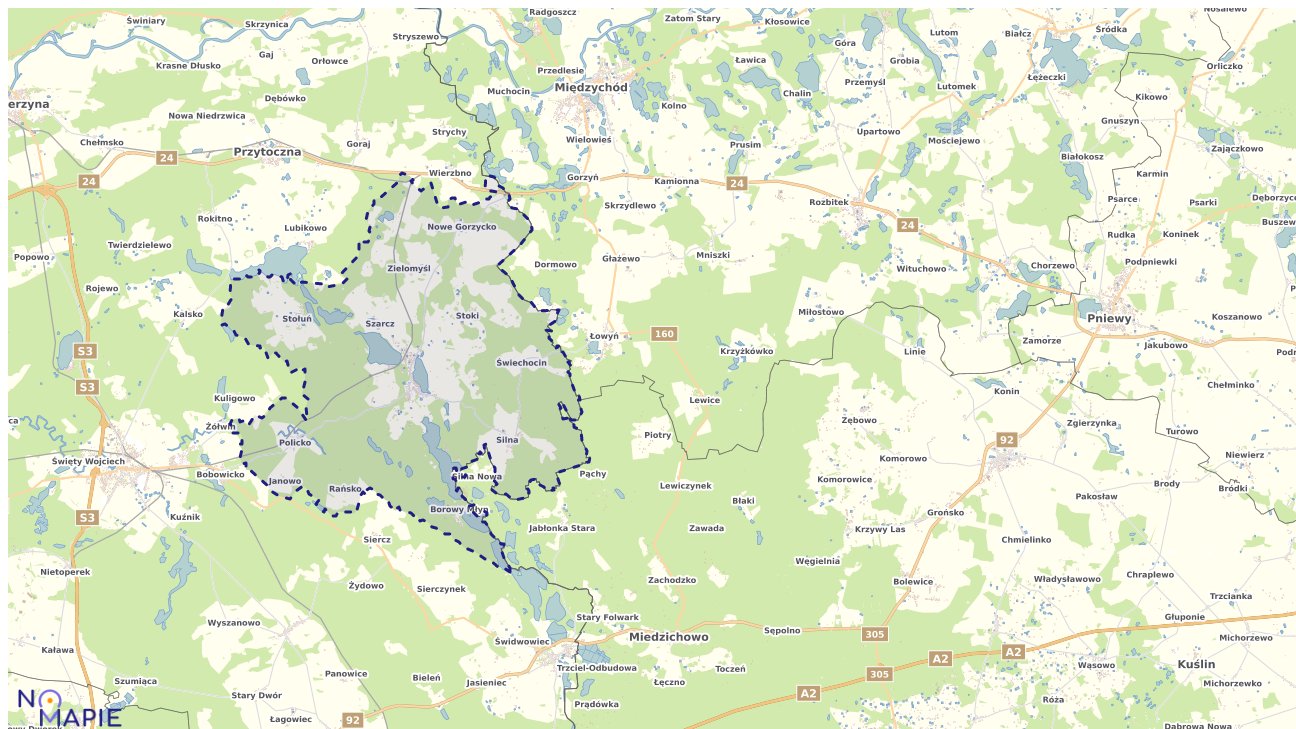 Mapa obszarów ochrony przyrody Pszczewa